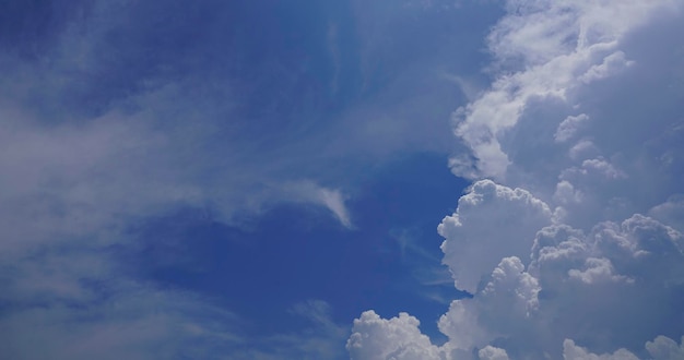 Céu azul e fundo de textura de nuvens cumulus brancas Céu azul em dia ensolarado Lindo céu azul