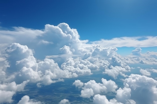 Céu azul sereno com nuvens fofinhas IA generativa