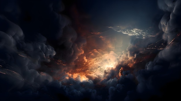 Céu cheio de numerosas nuvens evocando uma sensação de admiração e admiração generativa ai