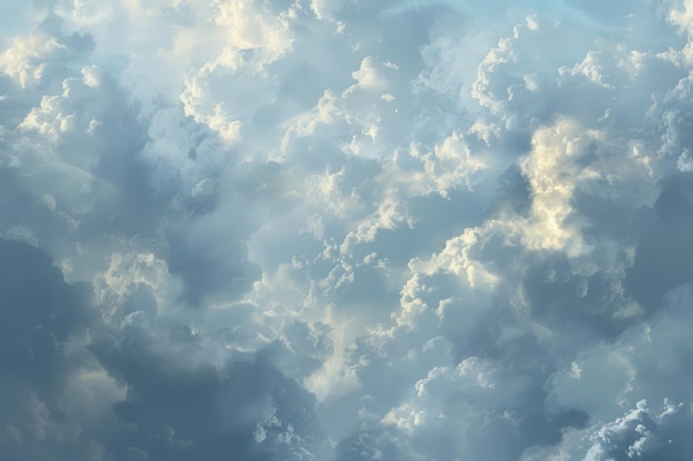 Foto céu cheio de nuvens brancas fofinhas evocando uma atmosfera serena cena de natureza tranquila