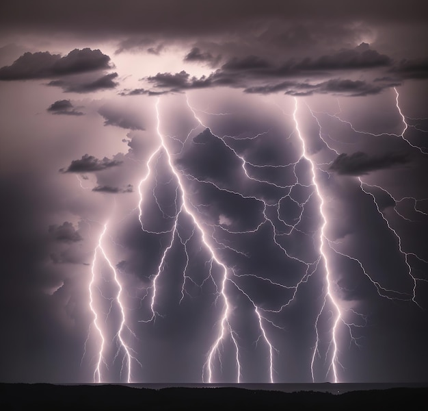 Foto céu chuvoso com relâmpagos ia generativa