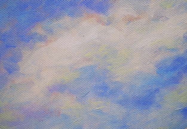 Céu colorido da pintura a óleo com fundo e textura do sumário da nuvem.