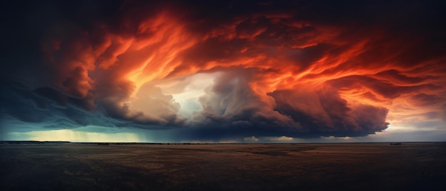 Céu colorido e dramático com nuvens escuras