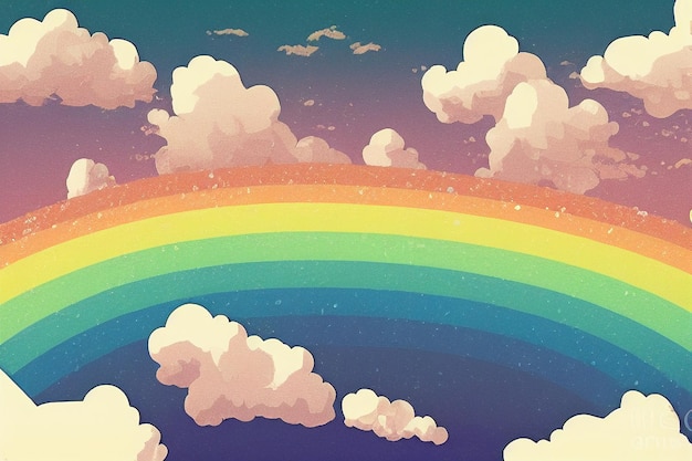 Céu com arco-íris e nuvens