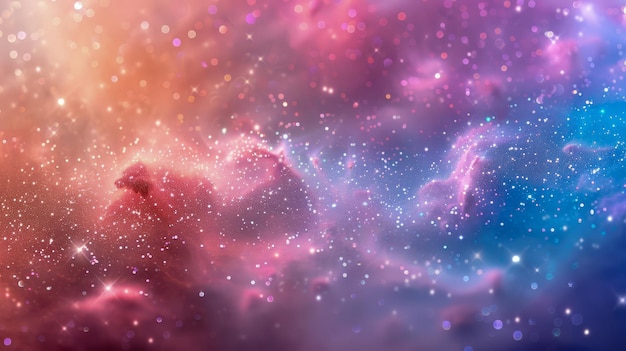 Céu cósmico etéreo com cores vibrantes padrões de nebulosa e fundo celeste abstrato para