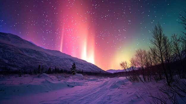 Céu do norte aurora paisagem polar natureza neve espaço luz noturna