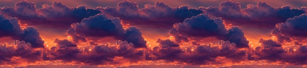 Céu do pôr do sol panorâmico com cores pastel rosa e roxo pôr do sol com nuvens