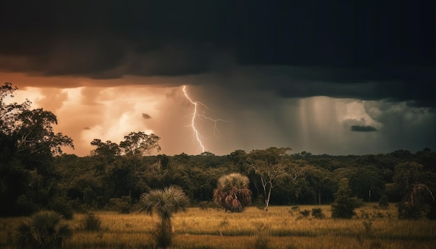 Céu dramático sobre majestosa montanha ao entardecer gerado por IA