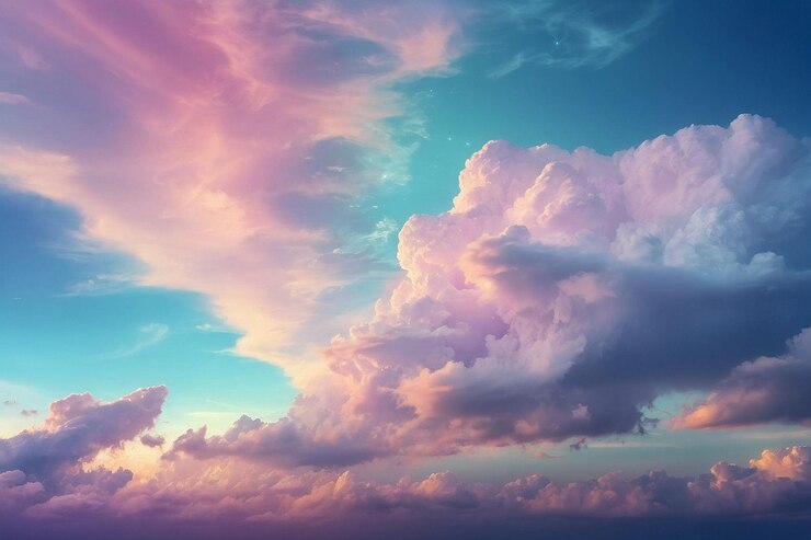 Foto ceu encantado onde as nuvens são telas de cores
