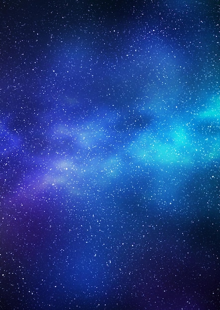 Foto céu estrelado noturno e galáxia verde azul brilhante, fundo vertical. ilustração 3d da via láctea e universo