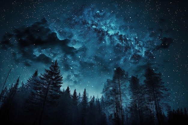 Céu noturno azul escuro com estrelas