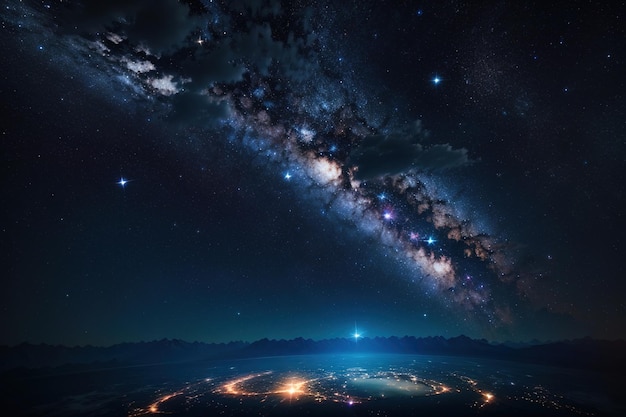 Céu noturno com galáxia rodopiante
