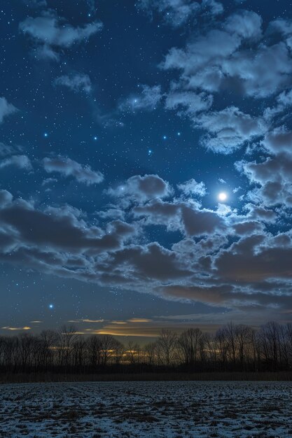 Foto céu noturno com lua e nuvens céu nocturno com lua e nuvens