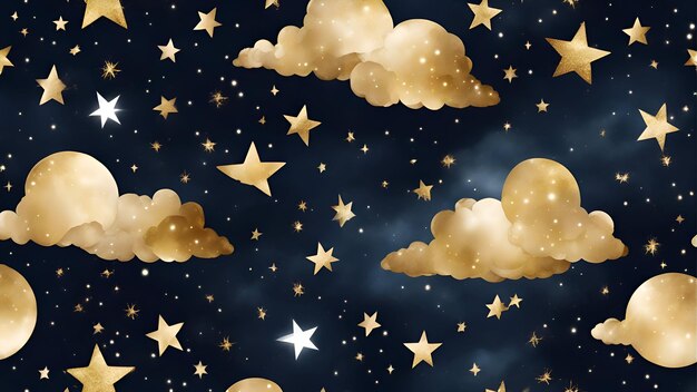 Céu noturno com nuvens e estrelas Ilustração vetorial para o seu projeto