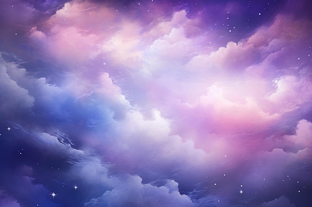 céu noturno com nuvens e estrelas natureza abstrata fundo ilustração 3d luz estelar abstrata e nuvens rosa e roxa poeira de estrelas AI Gerado