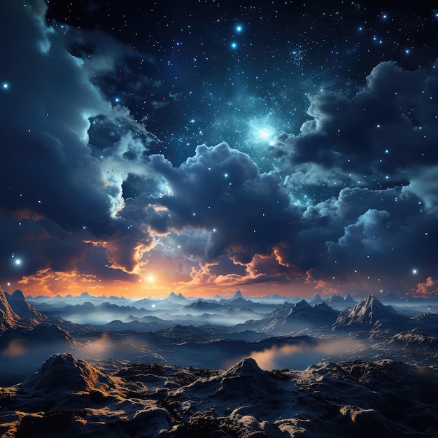 céu noturno espacial com fundo abstrato de nuvem e estrela