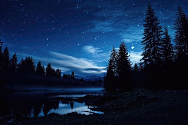 Céu noturno iluminado pela lua