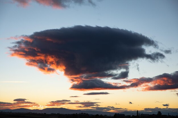 Céu nublado durante o pôr do sol