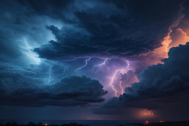 Céu tempestuoso Plano de fundo Trovoada Plano de fundo Trovoada Papel de parede Céu chuvoso Nuvens de tempestade Ai Generative