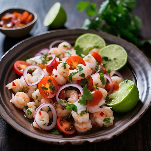 Foto ceviche de camarn camarón ecuatoriano ceviche con cítricos