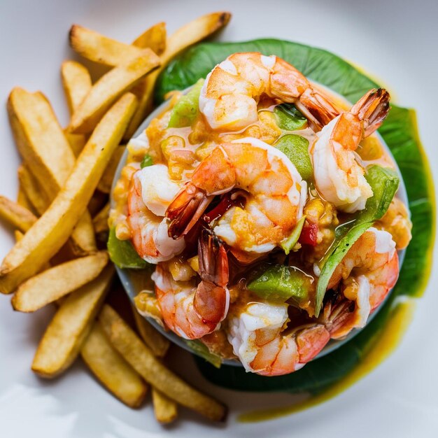 Ceviche de cangrejo con patatas fritas de yuca