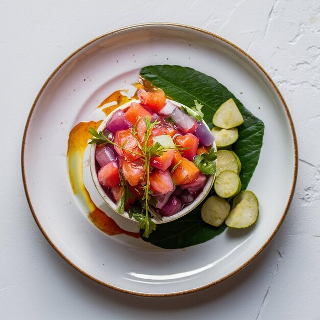 Foto ceviche de cangrejo con yuca frita