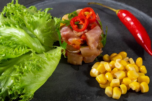 Ceviche de comida peruana. Cocina peruana y mariscos.