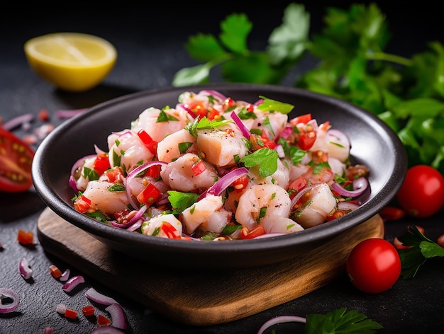 Foto ceviche con infusión de cítricos