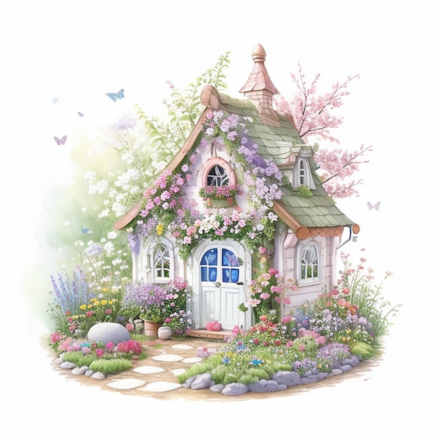 CF 09 _ Aquarela Pastel Fairy Garden House