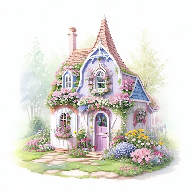 CF 09 _ Aquarela Pastel Fairy Garden House