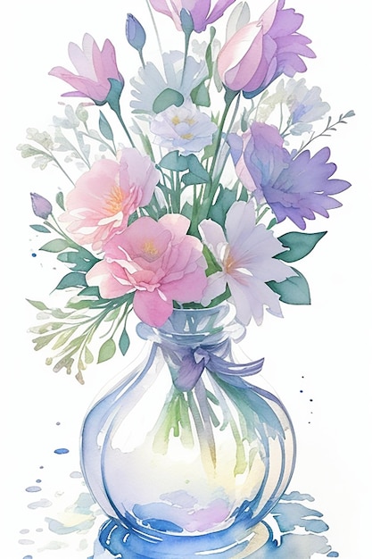 CF 09 _ Wunderschönes Aquarell Blumen Vase Clipart Bundle
