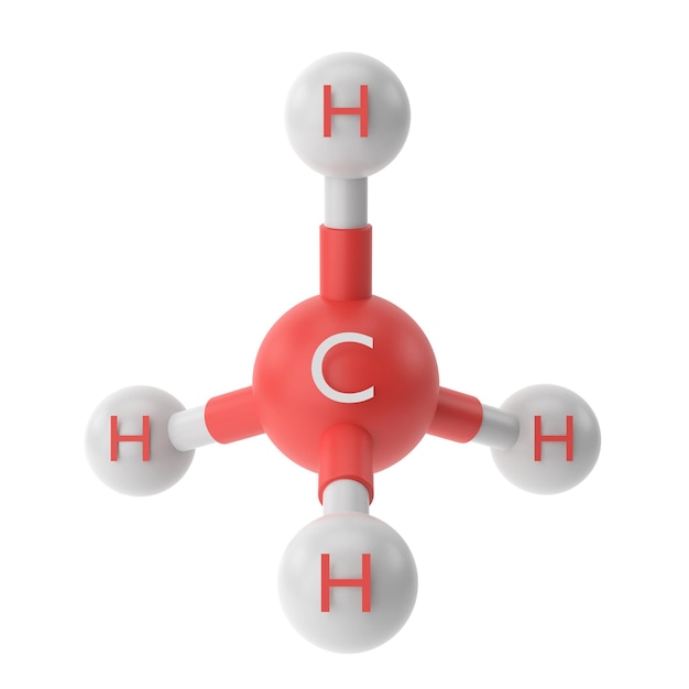 CH4 Metano fórmula química 3D estrutura química ilustração 3D