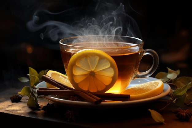 Chá aromático com vapor