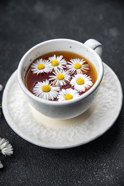 chá camomila flores cura bebida quente refeição saudável comida lanche na mesa cópia espaço comida