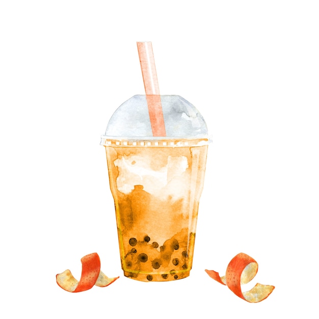 Chá de aquarela com pérolas de tapioca