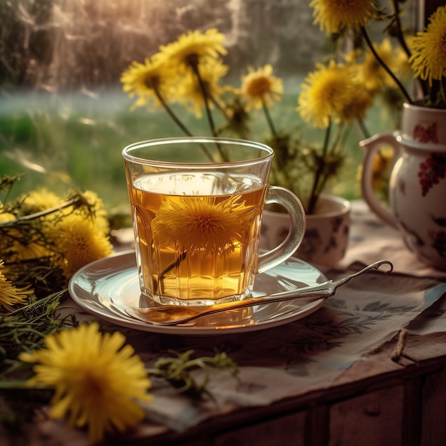 chá de camomila com flores