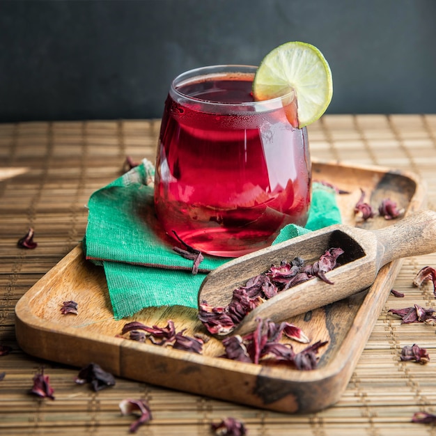 chá de hibisco e infusão de chá cru