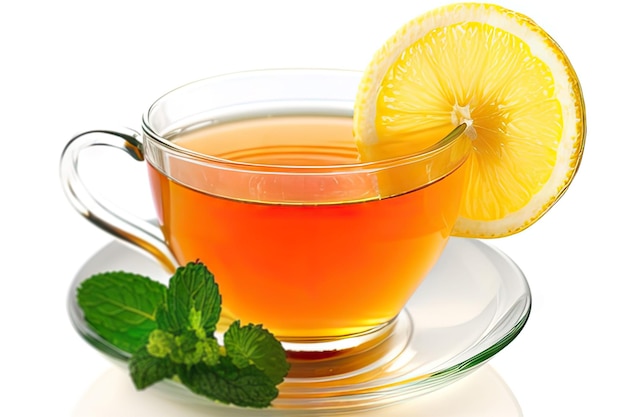 chá de limão xícara de hortelã chá transparente bebida quente cítricos