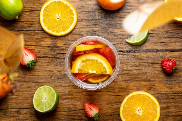 Foto chá gelado de suco de frutas