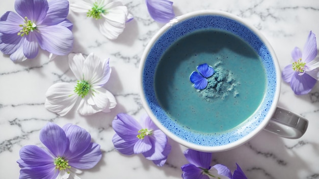 Chá matcha azul Flores de clitória