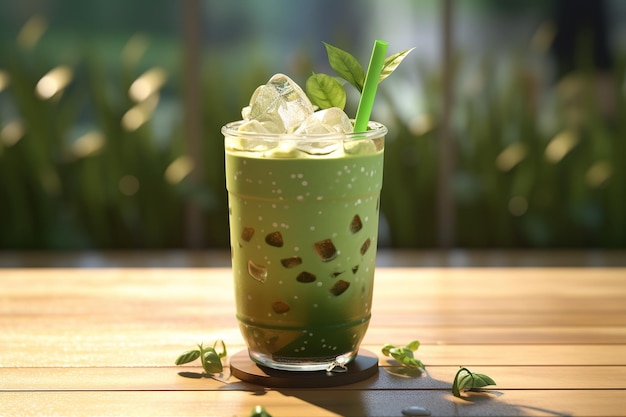 Chá Matcha Latte Homem-Fazido com Leite