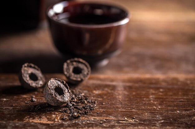 chá puerh preto