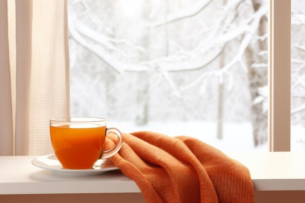 Chá quente num dia frio de inverno