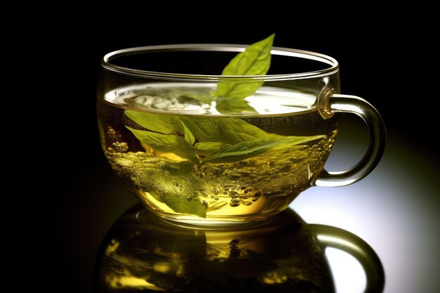 Chá Verde Chávena Comida Fotografia Profissional Publicidade Quente IA Geração