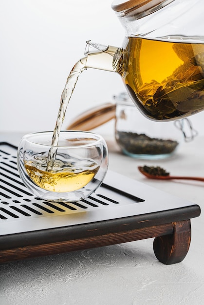 Chá verde chinês Tieguanyin Oolong Chá verde quente em um bule