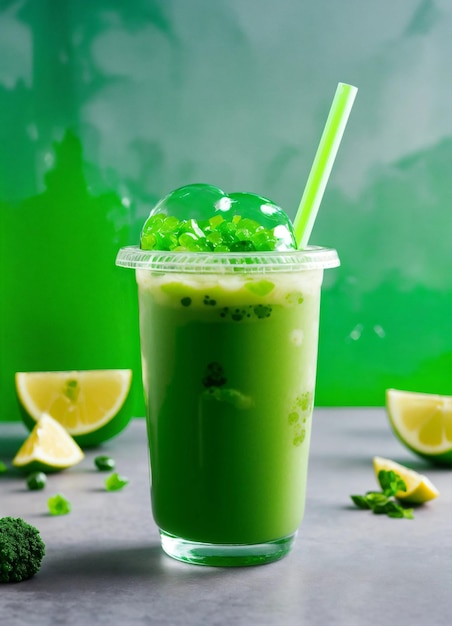 Chá verde matcha com gelo