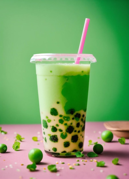 Chá verde matcha com gelo