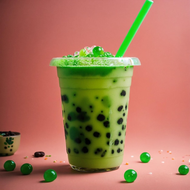 Chá verde matcha com gelo
