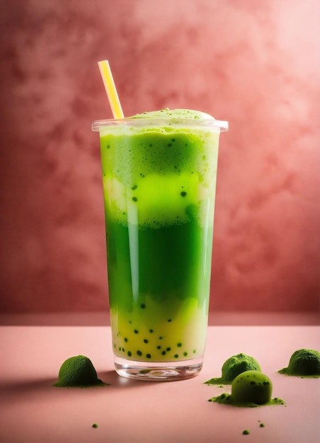 Chá verde matcha com gelo