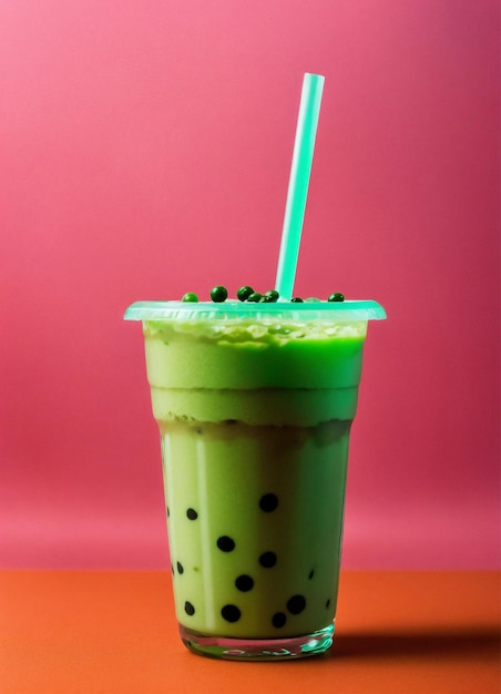 Chá verde matcha com gelo